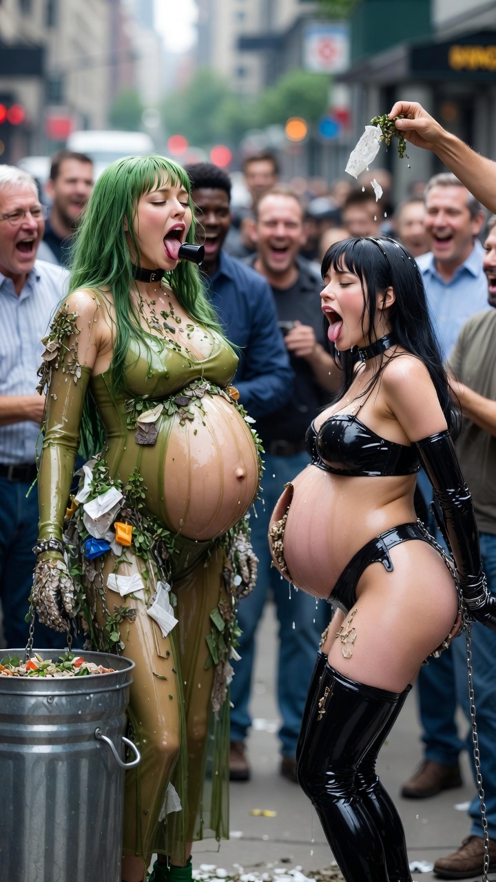 Pregnant BDSM women used as living trash cans — 14